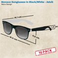 thumbnail image 5 of Monaco Sunglasses Set of 10, Bulk Pack - Reusable, Perfect for Party, Beach, Pool, Outdoor Events - Black White, 5 of 8