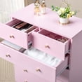 thumbnail image 6 of IVV Modern Dresser for Bedroom with 4 Drawers, Wide Chest of Drawers with Matte Gold Round Knobs, Storage Organizer Unit for Closet, Living Room, Hallway (Pink), 6 of 9