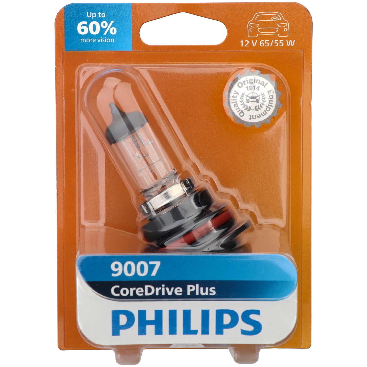 Philips CoreDrive Plus 9007 Halogen Headlight Bulb, 1 Pack, Fits Select Vehicles