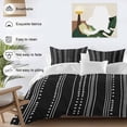 thumbnail image 3 of King 4 Piece Bedding Set Bohemian Geometric Style Soft Breathable Duvet Cover and Pillowcase, Black White Art Ethnic Striped Duvet Cover Set Bed Sheets for Bedroom Dormitory Guest Room, 3 of 9