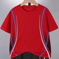 thumbnail image 6 of Tween Boy 11-13T Summer Athletic Outfits Set 2 Piece Short Sleeve Sport T-shirt and Elastic Shorts Casual Clothes Gibobby,11-12 Years,Red, 6 of 6