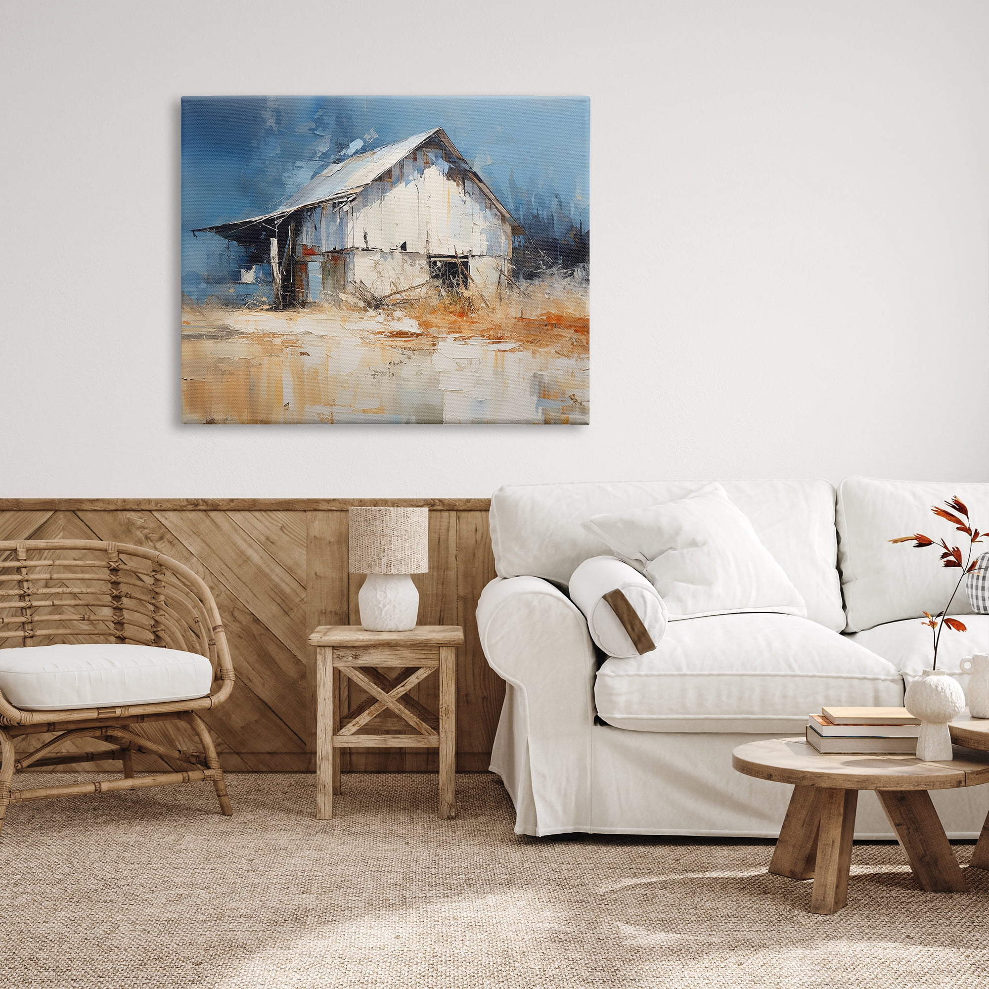 Stupell Industries Abstract Weathered Barn Abstract Painting Gallery Wrapped Canvas Art Print Wall Art, 48 x 36