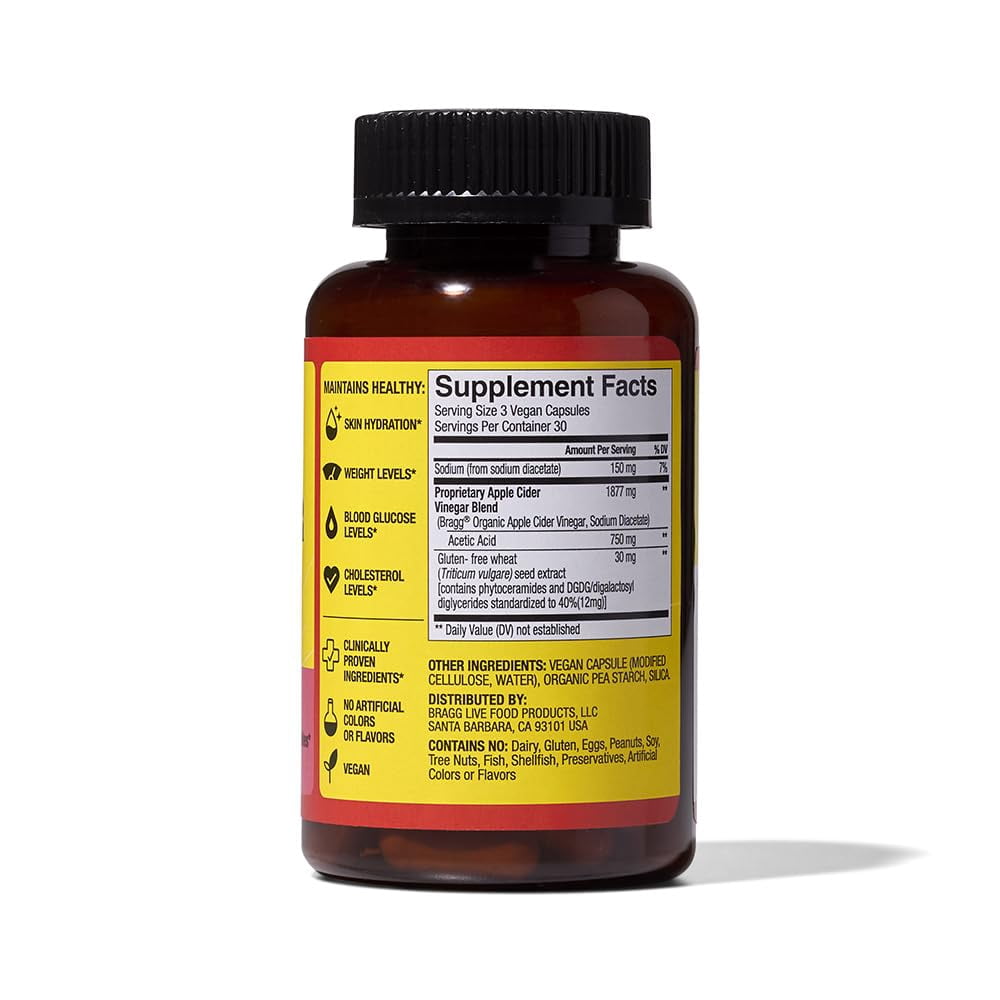 Bragg Renew Apple Cider Vinegar Capsules with Phytoceramides, 90 Ea..