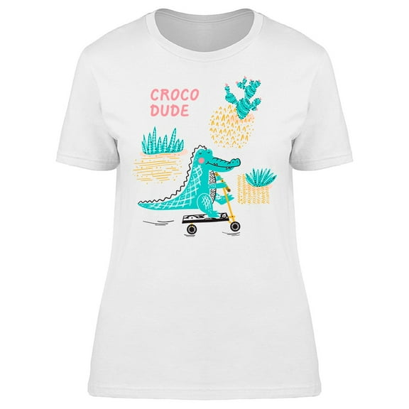 Cute Crocodile With Kick Scooter Tee Women's -Image by Shutterstock