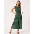 thumbnail image 4 of DARING DIVA Sleeveless Crewneck Tiered Casual Midi Dress XL Army Green, 4 of 7