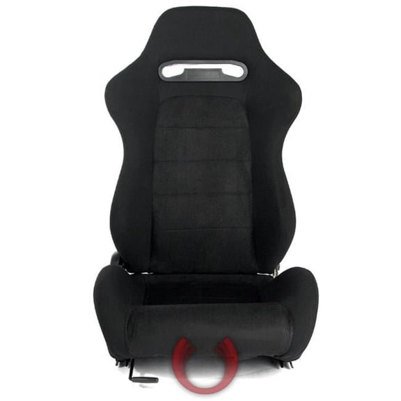 Black Cloth with Microsuede Insert Universal Racing Seats - Black