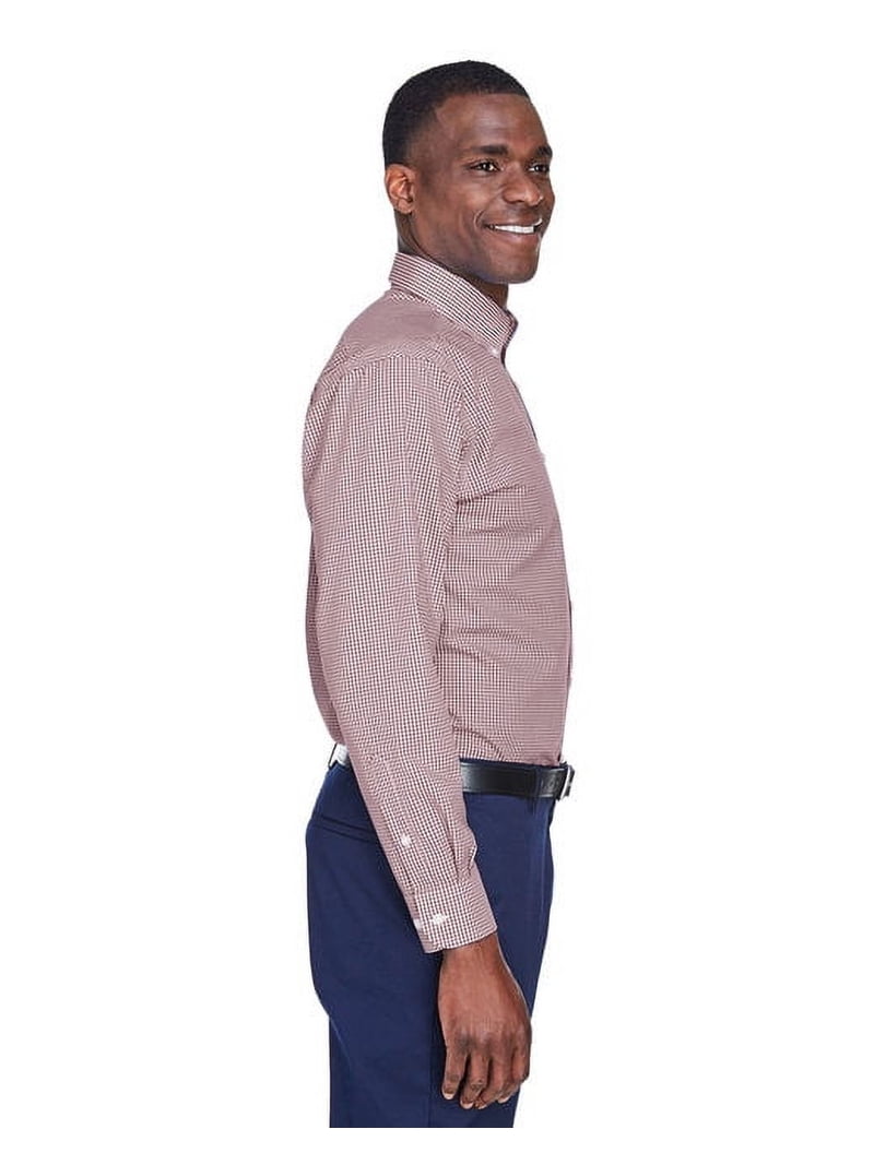 burgundy checkered dress shirt Comfort Stretch Non-Iron Check Dress Shirt