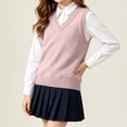 thumbnail image 6 of WMTBSRSW Kids V Neck Vest School Uniform Sleevelss Sweater Solid Color Ribbed Knit Waistcoat Preppy Clothes for Boys Girls 5-17 Years, 6 of 6