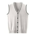 thumbnail image 4 of Iugvhana Men's Sweaters Vests V Neck Casual Sleeveless Knitted Button Cardigan Vest Slim Fit Trendy Business Leisure Knit Sweater Beige XXL, 4 of 4