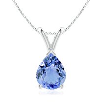 ANGARA Natural V-Bale Pear-Shaped 1.65 ct Tanzanite Solitaire Pendant in 14K White Gold for Women (Size-9x7mm) | December Birthstone, Anniversary, Jewelry Gift for Women | Natural Tanzanite Necklace