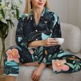 thumbnail image 6 of Vsdgher Black Panther Floral Illustration Pajamas Set Long Sleeve Sleepwear Womens Button Down Nightwear Pj Sets-X-Large, 6 of 7