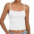 thumbnail image 3 of Nestiefly Women's Built-in Bra Tank Tops Adjustable Spaghetti Strap Camisoles Stretch Summer Y2K Going Out Crop Tops White S, 3 of 7