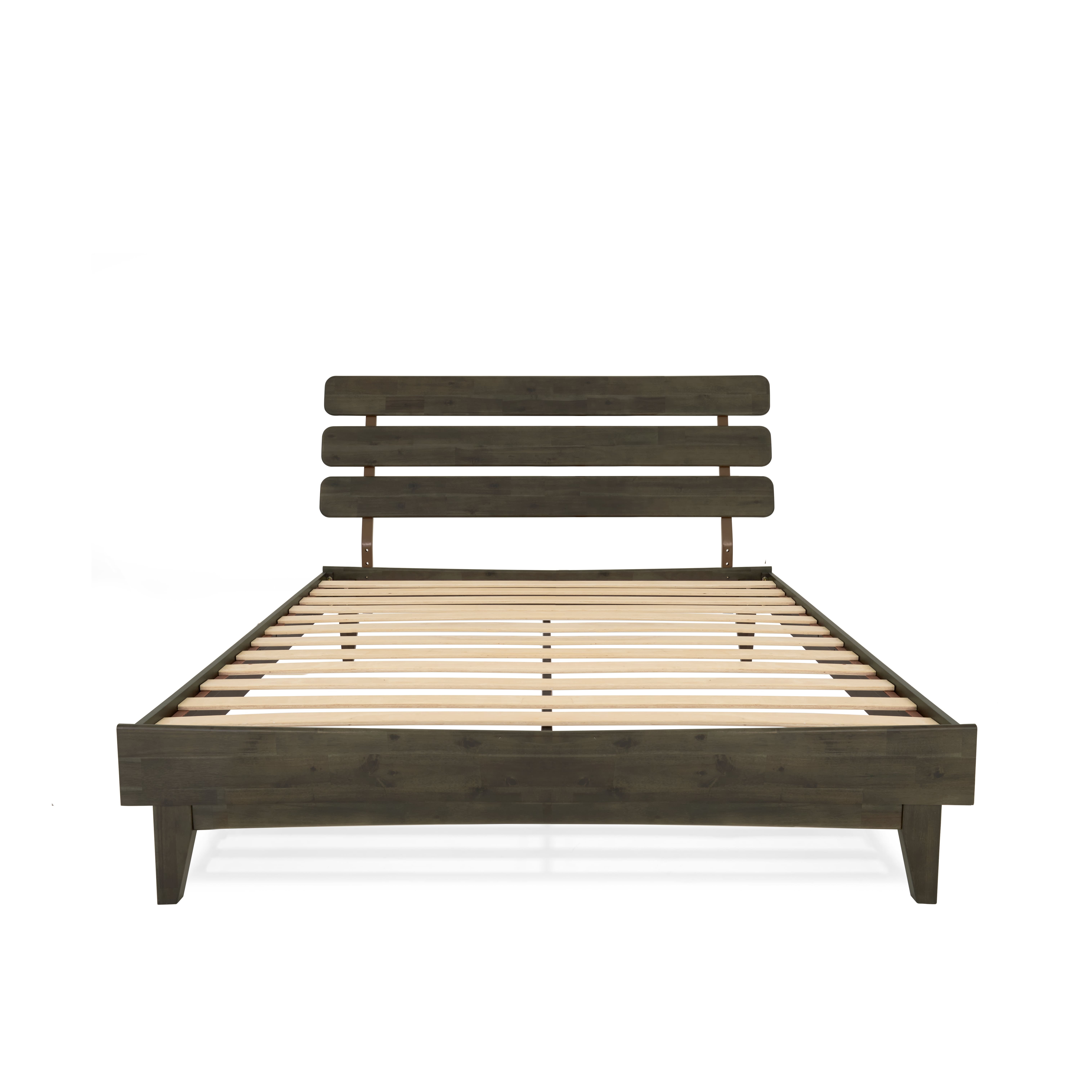 Dalen 45" Bed Frame Queen, Adjustable Headboard, Mid-Century, Solid Wood, Mocha