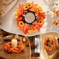 thumbnail image 3 of Thanksgiving Candle Ring, Autumn Pumpkin and Maple Leaf Candle Wreath with Harvest Pumpkin and Berry, Seasonal Candle Centerpiece for Fall Home Table Decor, 3 of 7