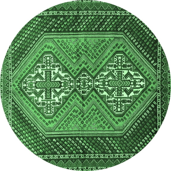 Ahgly Company Indoor Round Persian Emerald Green Traditional Area Rugs, 8' Round