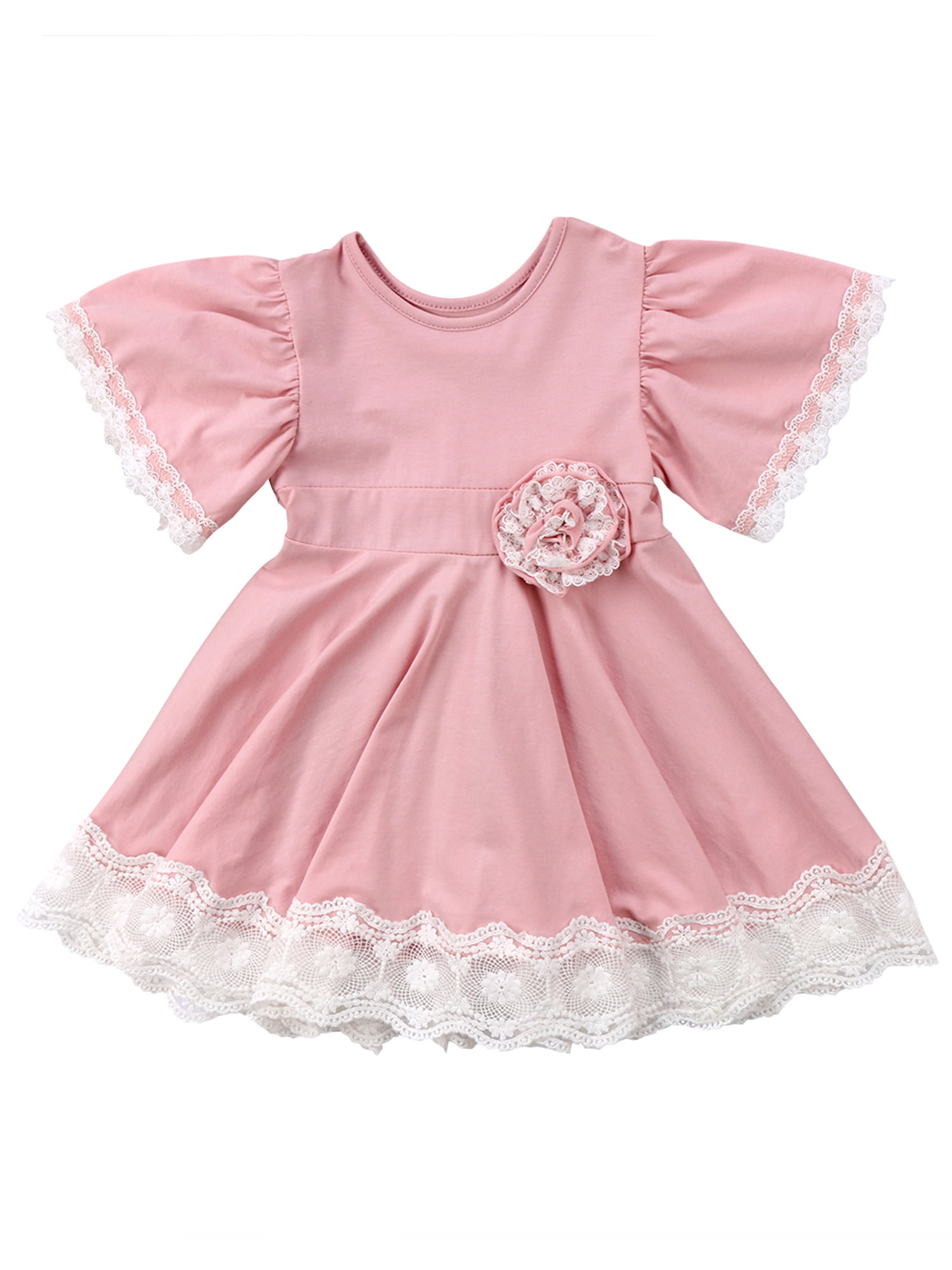 Hirigin Baby Girl Dress Princess Pink Vintage Lace Ruffle - Walmart.com