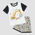 thumbnail image 2 of TOWED22 Infant Baby Boy Clothes Summer 2pcs Short Sleeve Tee Pocket Shorts Truck Dinosaur Outfits(Light Gray,2-3 Y), 2 of 4