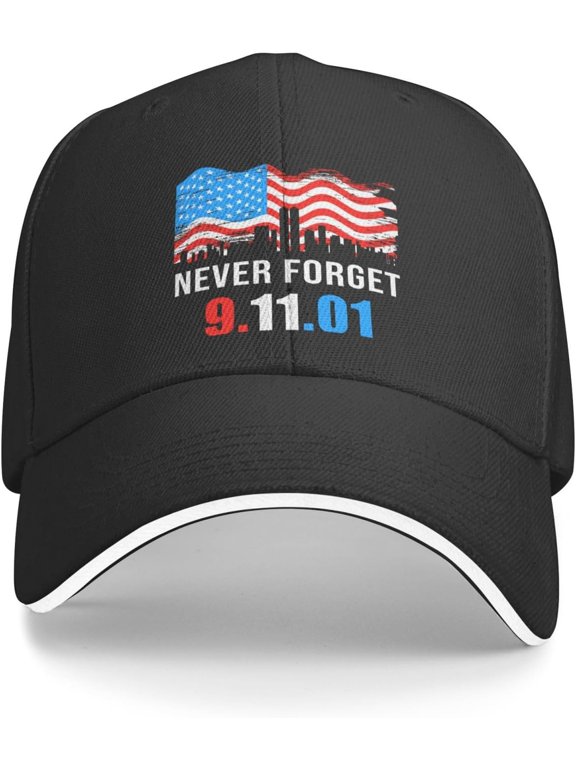 9/11 Hat We Will Never Forget 9 11 Trucker Hat Patriot Day Hat Remember 911 Memorial Baseball Cap for Women Men Black