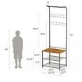 thumbnail image 2 of Lavish Home Entryway Bench with Coat Rack – Metal Hall Tree with Seat, Hooks, and Shoe Storage, 2 of 8