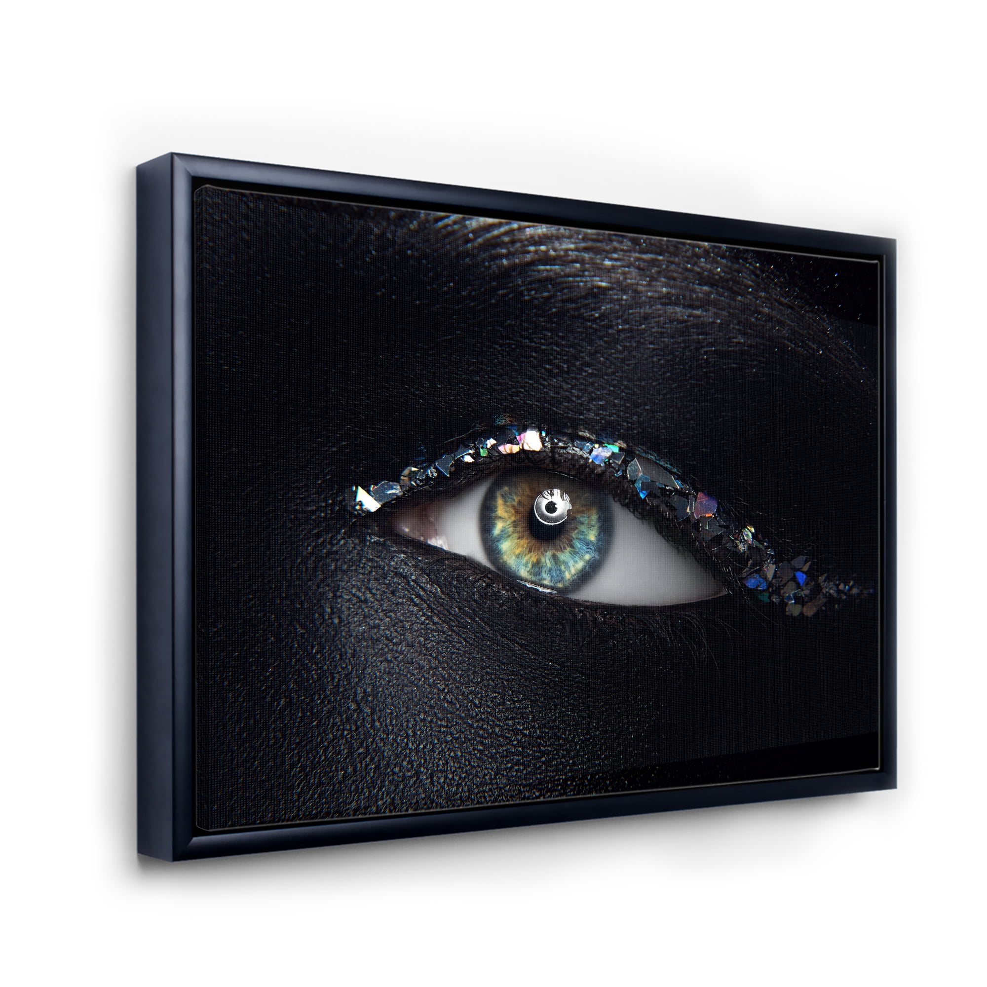 Girl Eyes With Multi-Colored Glass Sparkles 40 in x 30 in Framed Painting Canvas Art Print, by Designart