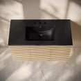 thumbnail image 4 of Cascade 36" Wall-Mounted Bathroom Vanity in Natural Oak with Black 3-Hole Widespread Sink Top, 4 of 6