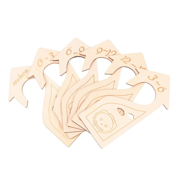 Pretyzoom 6Pcs Hanging Closet Separator Wooden Dividers For Baby Clothes Assorted Design