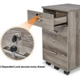 thumbnail image 4 of XgoodX 26"H 3 Drawer File Cabinet With Lock, Rolling Under Desk, Mobile for Home Office, Wood Printer Stand for Letter Size Filings, Assembly Required, Gray Oak, 4 of 9