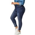 thumbnail image 4 of Unique Bargains Women's Plus Size Stretch Mid Rise Washed Skinny Jeans, 4 of 6