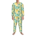 thumbnail image 3 of Uemuo Pineapples1 Pattern 2-Piece Loungewear Set - Men’s Soft Sleepwear, Cozy Winter PJs, Comfy Sleep Set-Medium, 3 of 7