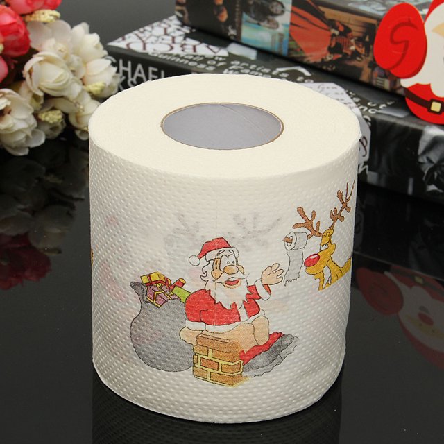 1 roll Santa Claus Merry Christmas Toilet Paper Table Living Room Bathroom Tissue
