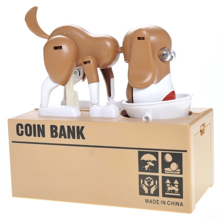 PlayWorld My Dog Piggy Bank - ic Coin Munching Toy Money Box (White Brown)