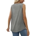 thumbnail image 3 of Hanerdun Women Pleated Tank Top Female Square Neck Sleeveless Tops Gray XL, 3 of 5