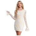 thumbnail image 1 of Moggemol Robes de Soirée pour Femmes Robes de Cocktail Réunion Dos Nu Floral Mini Fête Anniversaire Fête Blanc G, 1 of 6