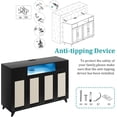 thumbnail image 5 of 47" Rattan Sideboard Buffet Cabinet with 2 Drawers 4 Doors, Console Table Coffee Bar w/Power Outlet & LED Light, 5 of 8