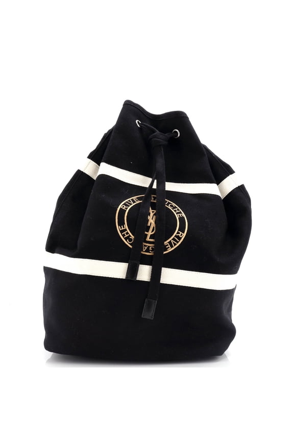 Pre-Owned Rive Gauche Drawstring Sling Bag Embroidered Canvas By Rebag
