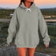 thumbnail image 2 of Manga larga blanca,Sudadera informal de manga larga con capucha para mujer, con bolsillo, tejido de poliéster suave, para uso diario, sopatenor, 2 of 9