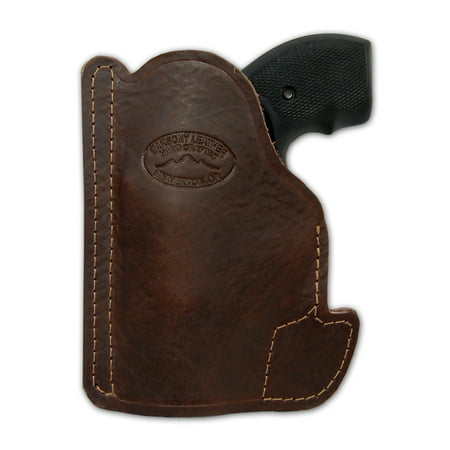 Barsony Ambidextrous Brown Leather Pocket Gun Holster Size 2 Charter Arms Rossi Ruger LCR S&W .22 .38 .357