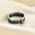 thumbnail image 3 of HIJONES Women's 6mm Ceramic Stainless Steel Ring Inlaid Zirconia Ring Personalized Ring Band Finger Jewelry Silver Green Size 6, 3 of 4