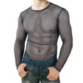 thumbnail image 2 of HAXMNOU Men's Long Sleeve See Through Mesh Fishnet T Shirt Casual Muscle Gym Tee Blouse Navy L, 2 of 6