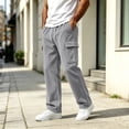 thumbnail image 4 of MXALUOB Men's Corduroy Pants Wide Leg Textured Winter Cargo Pants Drawstring Elastic Waist Trousers with Pockets for Daily Wear, 4 of 6