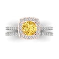 thumbnail image 2 of Clara Pucci 18K White/Rose Gold Round Cut 1Ct Simulated Yellow Diamond Engagement Ring + Matching Band - Luxury Box Included, 2 of 7