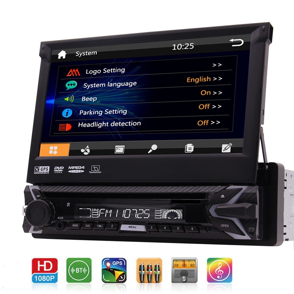 Single 1 Din Car DVD CD Player 7 inch Detachable