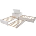 thumbnail image 5 of Twin Size Platform Bed with Trundle and Drawers, L-Shaped Corner Bed Frame for Kids Teens Adults, Wood Daybed with Storage Desk for 3 People, 3 Beds in One for Kids Teens Bedroom Furniture Gray, 5 of 7