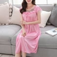 thumbnail image 5 of Admvng Womens Pajamas Summer Sexy Lace Short Sleeve Plus Ice Silk Mid-length Nightdress L-2XL, 5 of 5