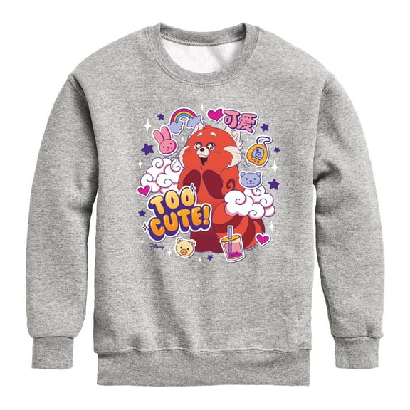 Turning Red - Too Cute Red Panda - Youth Crewneck Fleece Sweatshirt