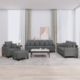 thumbnail image 1 of vidaXL 4 Piece Sofa Set with Pillows Dark Grey Fabric, 1 of 5