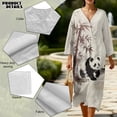 thumbnail image 5 of DISNIMO Panda Print Womens Summer Casual Maxi Dress Linen Style V Neck Dresses 3/4 Sleeve Loose Shift Dress Fashion Long Dresses, S, 5 of 6