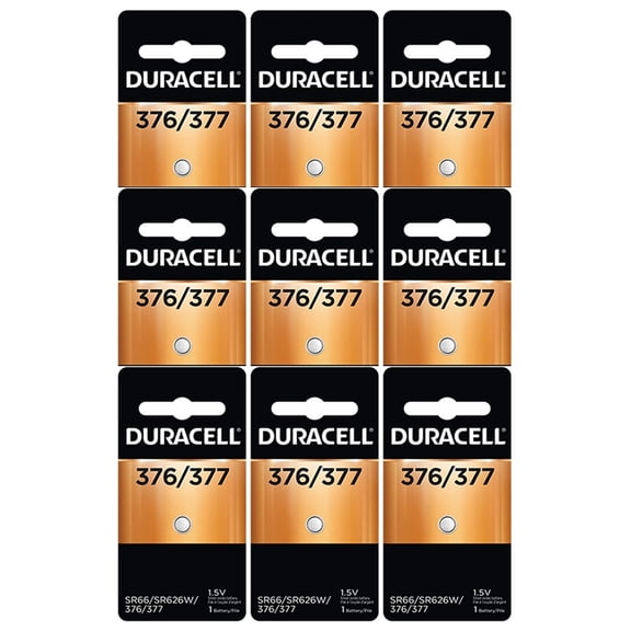 Duracell Silver Oxide Battery Watch/Electronic 1.5 Volt 377/376 1 Each (Pack of 9)