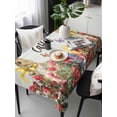 thumbnail image 2 of Spring Easter Bunny Rectangle Tablecloth, Grey Wooden Red Floral Easter Eggs Waterproof & StainResistant Tablecloth, Washable Oil-proof Table Cover for Dining/Party/Wedding/Camping/Buffet 60x120 In, 2 of 9