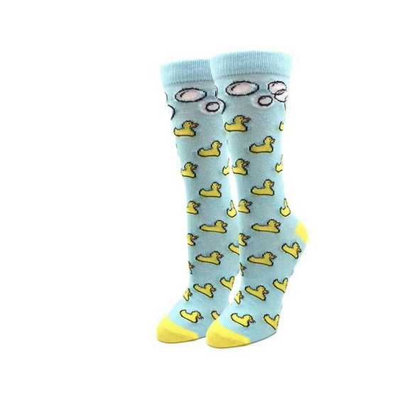 Rubber Ducky One Size Fits Most Blue Ladies Crew Socks